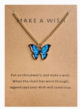 跨境波西米亚合金多色蝴蝶吊坠项