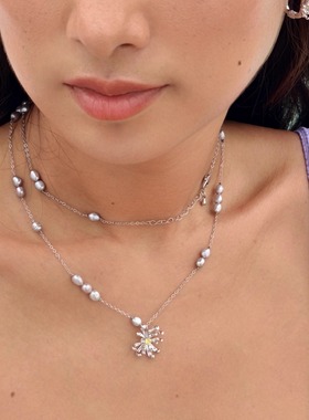 MAKIIMAKII 原创设计蟹爪菊满天星项链毛衣链女叠戴配饰新年礼物