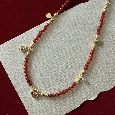 MAKIIMAKII 珠事如意鸿运红玛瑙项链女精致小众设计高级新年礼物