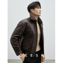 2023 new genuine leather leather clothes mens turn for autumn and winter sheep leather plums with goose down liner Maillard jacket jacket