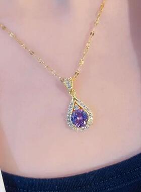 韩国网红镶嵌紫色锆石吊坠