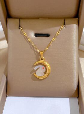 【通体钛钢】几何星球个性极简风炉内真金项链女ins网红锁骨链