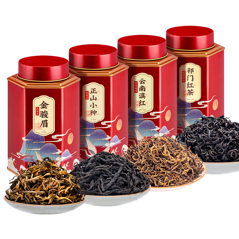 五虎茶叶旗舰店五虎四大红茶特级金骏眉正山小种祁门英德红茶新茶浓香型茶叶3