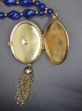 翠法丽 Trifari 巴洛克琉璃吊坠/相片盒项链 毛衣链 成色新不退换