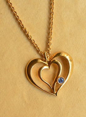 雅芳 中古首饰 Avon 爱心蓝钻毛衣链 爱心可活动 成色新 不退换