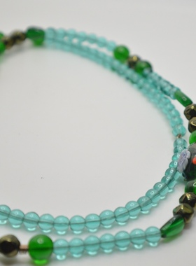 中古首饰 意大利慕拉诺绿琉璃项链 成色好 不退换