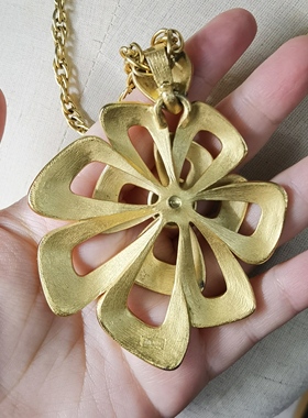 特价 翠法丽Trifari 60s 重工金色大花吊坠毛衣链 微痕  不退换