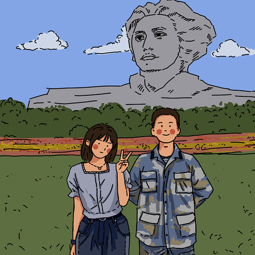 手绘头像情侣怀旧复古风带真人照片转漫画定制画照片卡通Q版壁纸 - 图0