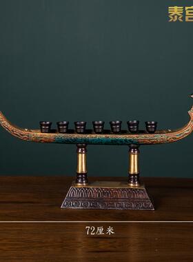 复古铜制创意铜铃龙船烛台摆件