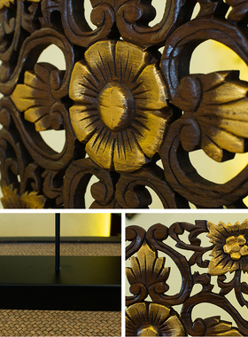 泰国进口柚木雕花件装饰品摆件