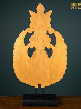 东南亚风格实木金箔孔雀开屏摆件