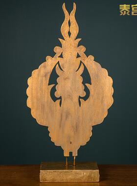 东南亚风格实木金箔孔雀摆件