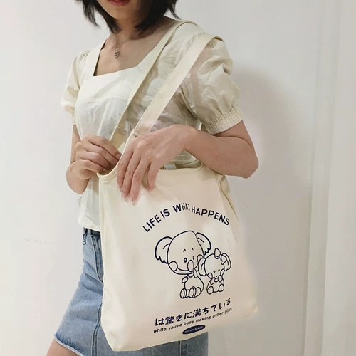 Шоппер, брендовая свежая сумка на одно плечо, тканевый мешок, в корейском стиле