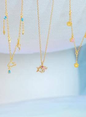 网红星星圣诞帽小熊项链铜镀真金18K可爱风项饰ins热款吊坠首饰