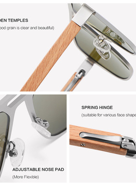 金属双梁竹木眼镜男时尚经典飞行员驾驶防紫外线偏光太阳墨镜