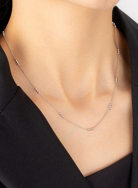 S925银个性十足时尚潮流天然梅花石叠戴项链套装精美时尚高级百搭