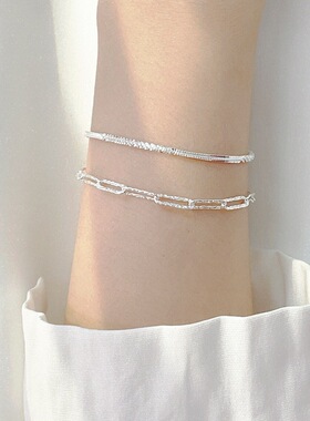 银恋s925纯银波光粼粼麻绳手链女2023新款ins高级感冷淡风手饰品