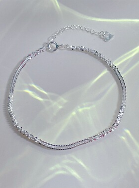 银恋s925纯银波光粼粼麻绳拼接项链女2023新款轻奢小众设计锁骨链