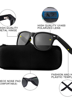 欧美经典米钉太阳镜金属铰链偏光防紫外线椭圆框简约墨镜