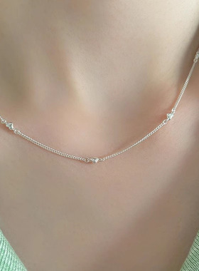 s925纯银爱心项链女ins小众设计简约可爱小巧心形间隔颈链可叠戴