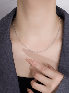 S925纯银项链女无吊坠素链甜美小爱心DIY百搭锁骨链轻奢设计配链
