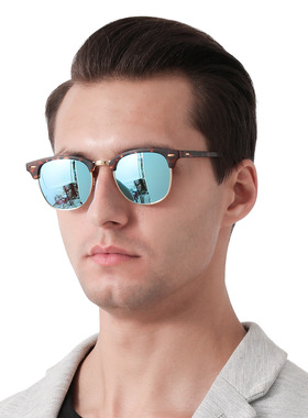 时尚新款米钉太阳镜男户外钓鱼偏光太阳眼镜3016复古半框眉毛墨镜