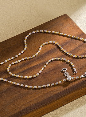 S925纯银饰品时尚百搭车S圆筒链批花橄榄万能可调节个性分色项链