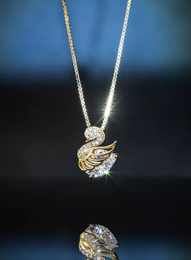 s925纯银小天鹅项链女法式轻奢ins风小众设计高级感锁骨链送闺蜜