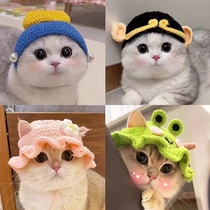 Pet headgear kitty Puppy knitted hat cospaly props head decorated with cute funny pig octaves change suit