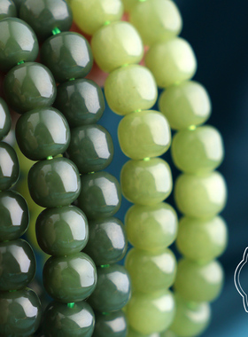 观檀 天然玉石头手链男女款9*10mm和田玉黄口老型单圈手串90067