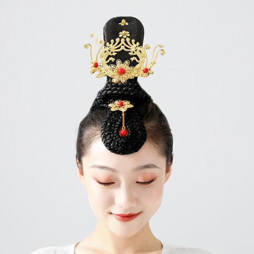 丽人行舞蹈头饰杜甫舞剧古典舞头饰汉服古装假发舞蹈演出表演头饰 - 图0
