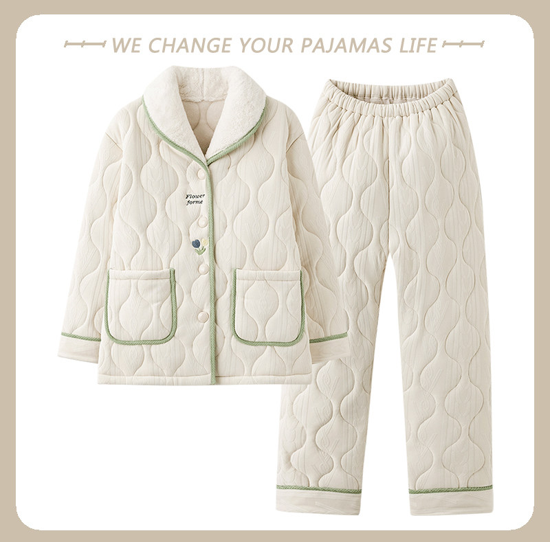 北极绒冬季天夹棉睡衣女新款纯棉长袖三层加厚棉袄休闲家居服套装,淘宝优惠券,粉丝福利购,淘宝优惠卷