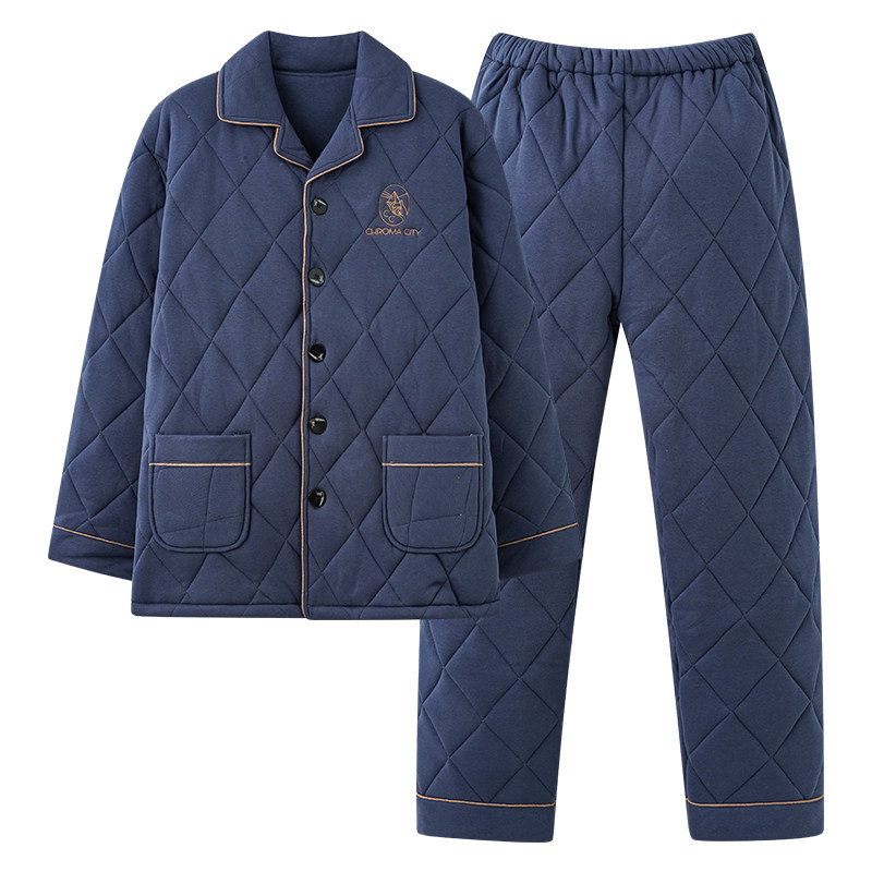 高级感纯棉夹棉睡衣男士秋冬季加厚保暖三层2025年新款青年家居服,淘宝优惠券,粉丝福利购,淘宝优惠卷