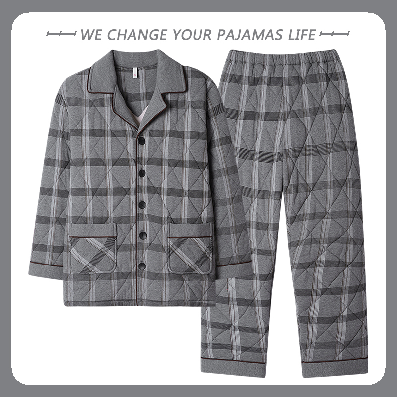 2025年纯棉三层加厚夹棉睡衣男士冬季棉袄大码青年外穿保暖家居服,淘宝优惠券,粉丝福利购,淘宝优惠卷