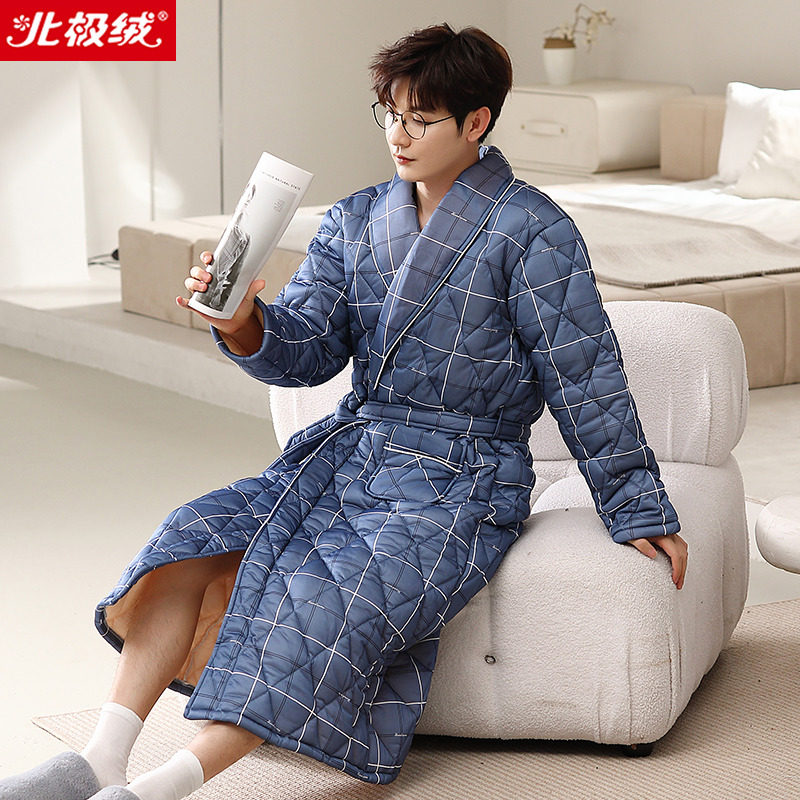 2025年睡袍男士冬季三层加厚长款纯棉夹棉睡衣浴袍宽松大码可外穿,淘宝优惠券,粉丝福利购,淘宝优惠卷