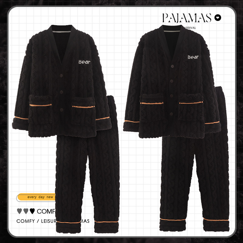 2025年情侣睡衣冬季珊瑚绒加厚男女士加绒法兰绒韩版家居服秋冬天,淘宝优惠券,粉丝福利购,淘宝优惠卷