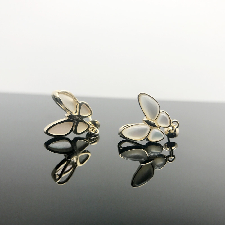 包邮 18K 新品 金蝴蝶款镶嵌白贝珍珠吊坠耳钉空托套装碧玉蜜蜡配件 包邮 18K 新品 金蝴蝶款镶嵌白贝珍珠吊坠耳钉空托套装碧玉蜜蜡配件