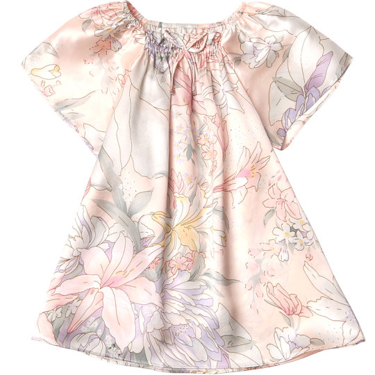 夏季女童真丝睡裙宝宝桑蚕丝睡衣小女孩儿童居家连衣裙亲子家居服