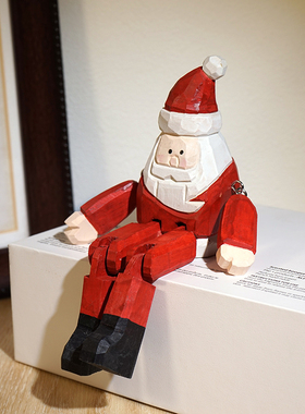 大长腿圣诞老人木雕摆件