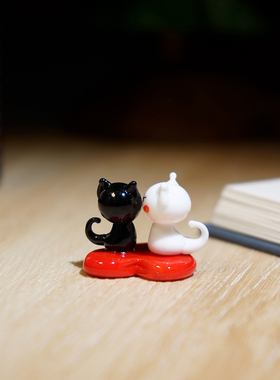 “陷入热恋”手工琉璃情侣猫