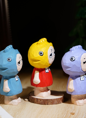 “做条快乐的咸鱼吧！”手工木雕小摆件工位装饰品创意送同事礼物