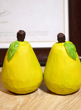 “梨想成真”手工木雕小摆件