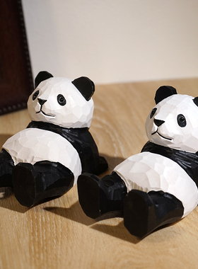 实木熊猫手机支架手工木雕