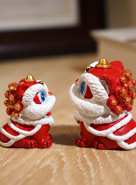 醒狮小摆件可爱卡通中国风