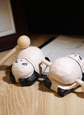 可爱小熊猫木鱼敲打解压