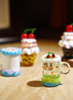 手工琉璃奶昔雪糕杯小摆件