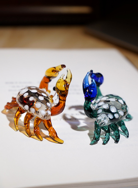 “大发横财”手工玻璃螃蟹小摆件