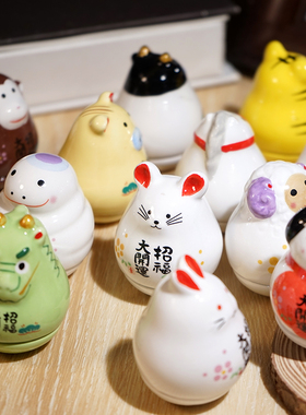 不倒翁十二生肖陶瓷小摆件