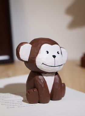 “好运小猴”手工木雕小摆件