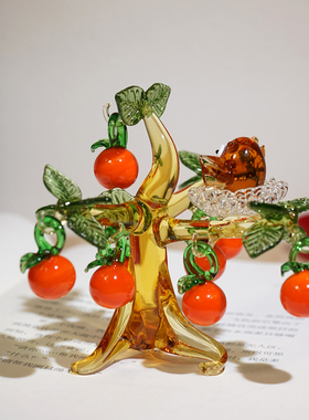 手工琉璃柿子树小摆件